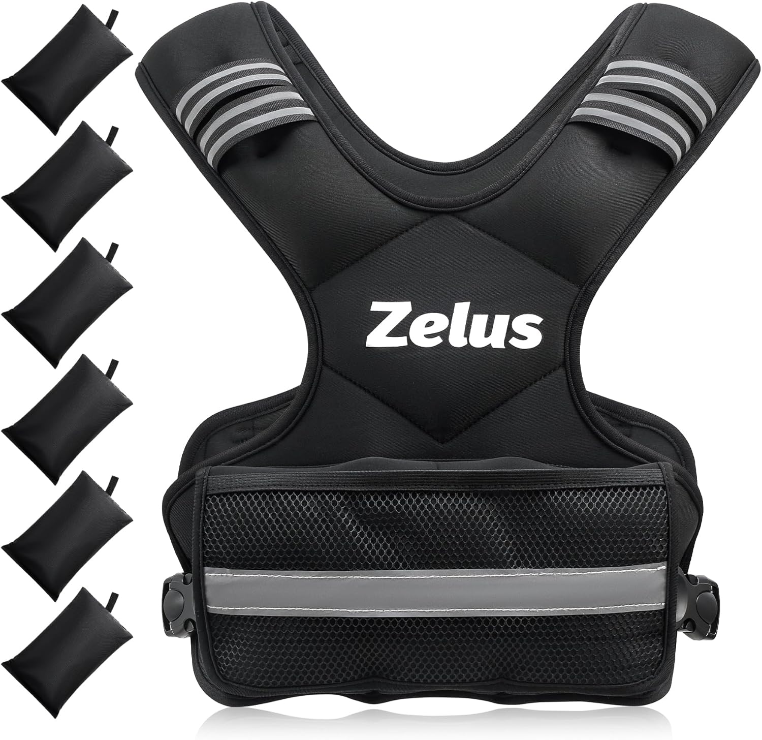 ZELUS-Weighted-Vest-for-Men-and-Women-4-10lb11-20lb20-32lb-Vest-with-6-Ironsand-Weights-for-Home-Workouts-Adjustable-Body-Weight-Vest-Exercise-Set-for-Cardio-and-Strength-Training.jpg ZELUS Weighted Vest for Men and Women | 4-10lb/11-20lb/20-32lb Vest with 6 Ironsand Weights for Home Workouts | Adjustable Body Weight Vest Exercise Set for Cardio and Strength Training - Image 2