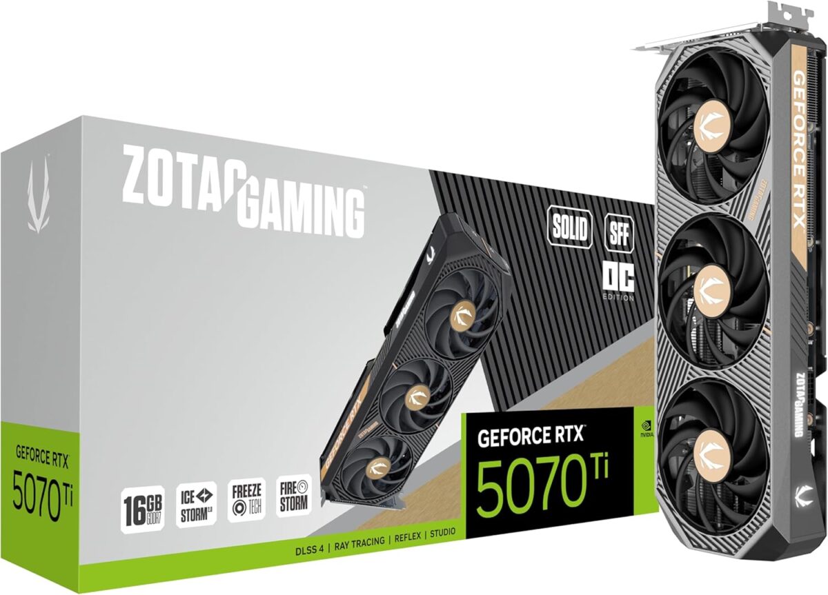 ZOTAC Gaming GeForce RTX 5070 Ti Solid SFF OC DLSS 4 16GB GDDR7 256-bit 28 Gbps PCIE 5.0 Gaming Graphics Card, IceStorm 2.0 Advanced Cooling, ZT-B50710J3-10P - Image 2