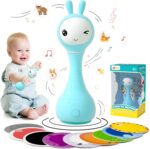 alilo Smarty Bunny Baby Rattle Musical Light Up Toys, Infants Newborns Baby Toys 0-3-6-12-18-24 Months,1 Year Old Boy Girl Gifts, 4 Music Modes and Color Recognition Function with 9 Color Card - Image 2