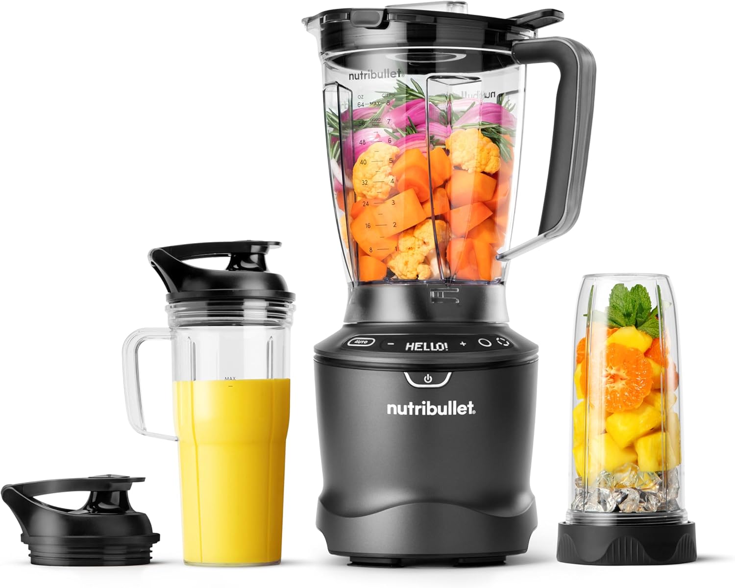 nutribullet®-SmartSense-Blender-Combo-1400W-64oz-Pitcher-32oz-24oz-Cups-5-Speed-Smoothies-Ice-and-Frozen-Fruit-Nut-Milk-Soup-Gunmetal-Gray-NBF50700.jpg nutribullet® SmartSense Blender Combo, 1400W, 64oz Pitcher, 32oz & 24oz Cups, 5-Speed, Smoothies, Ice and Frozen Fruit, Nut Milk, Soup, Gunmetal Gray, NBF50700 - Image 2