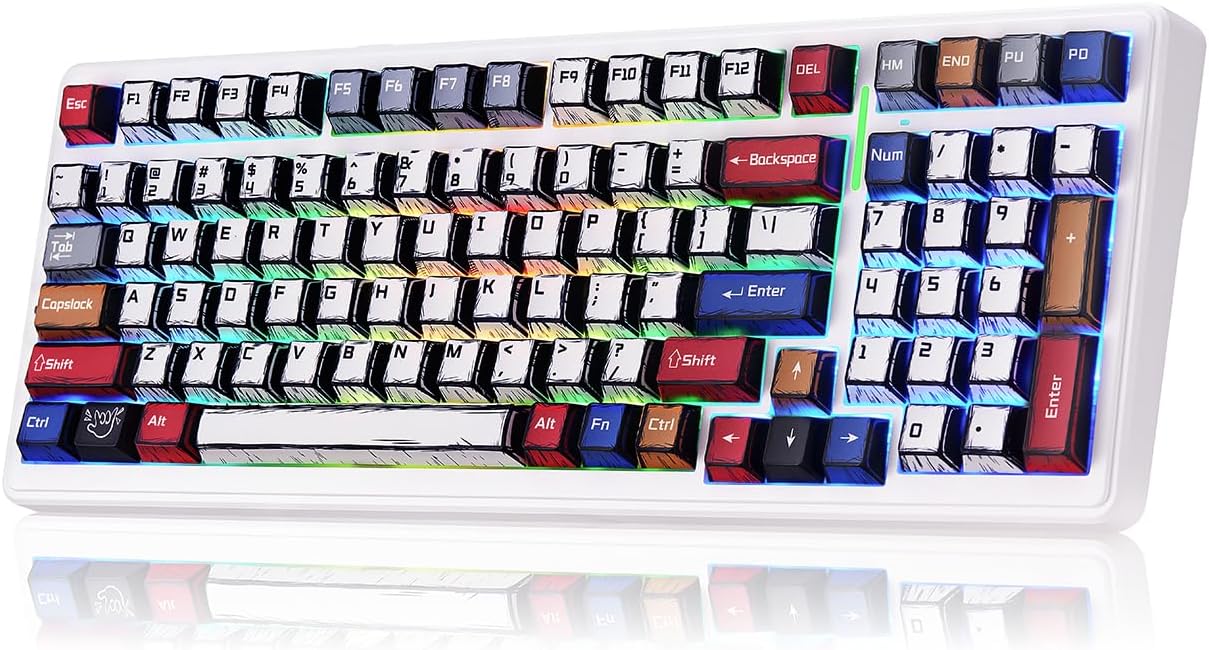 x-Aula-F99-Wireless-Gaming-Keyboard-Bluetooth-Mechanical-Keyboard-Hot-Swappable-Custom-Creamy-Computer-Keyboards-RGB-Backlit-Tri-Mode-BT5.02.4GHzUSB-C-Gasket-Structure-Pre-lubed-Linear-Switches.jpg x Aula F99 Wireless Gaming Keyboard, Bluetooth Mechanical Keyboard Hot Swappable Custom Creamy Computer Keyboards, RGB Backlit, Tri-Mode BT5.0/2.4GHz/USB-C, Gasket Structure, Pre-lubed Linear Switches - Image 2