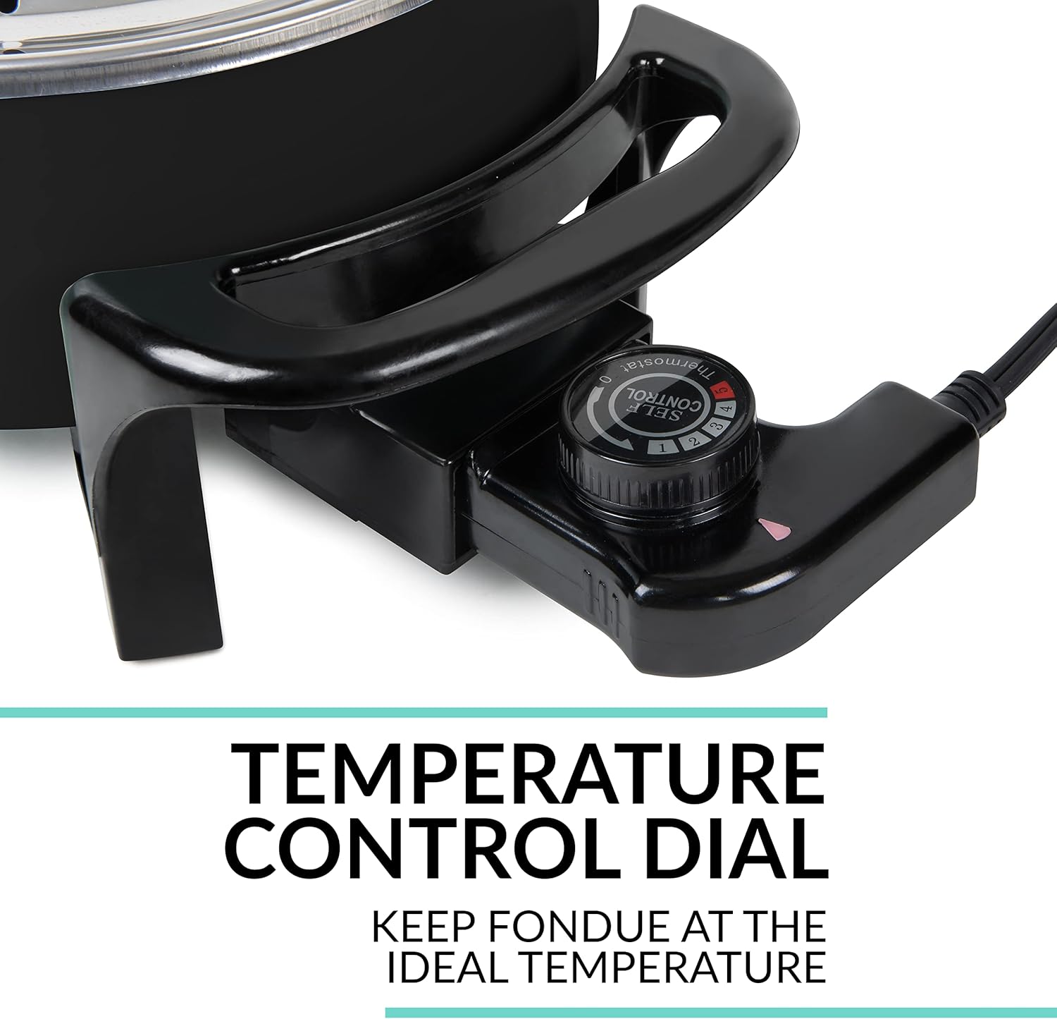 Nostalgia 12-Cup Electric Fondue Pot Set for Cheese & Chocolate - 8 Color-Coded Forks, Temperature Control - Stainless Steel Kitchen Gadgets and Appliances for Hors d'Oeuvres and More – Black - Image 4