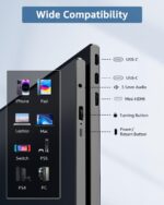 Yodoit Portable Monitor for Laptop, 15.6" 1920×1080 Travel Screen FHD IPS Display with USB Type C Port, Speakers and Smart Cover Compatible with PC, MacBook, Xbox (Black) - Image 4