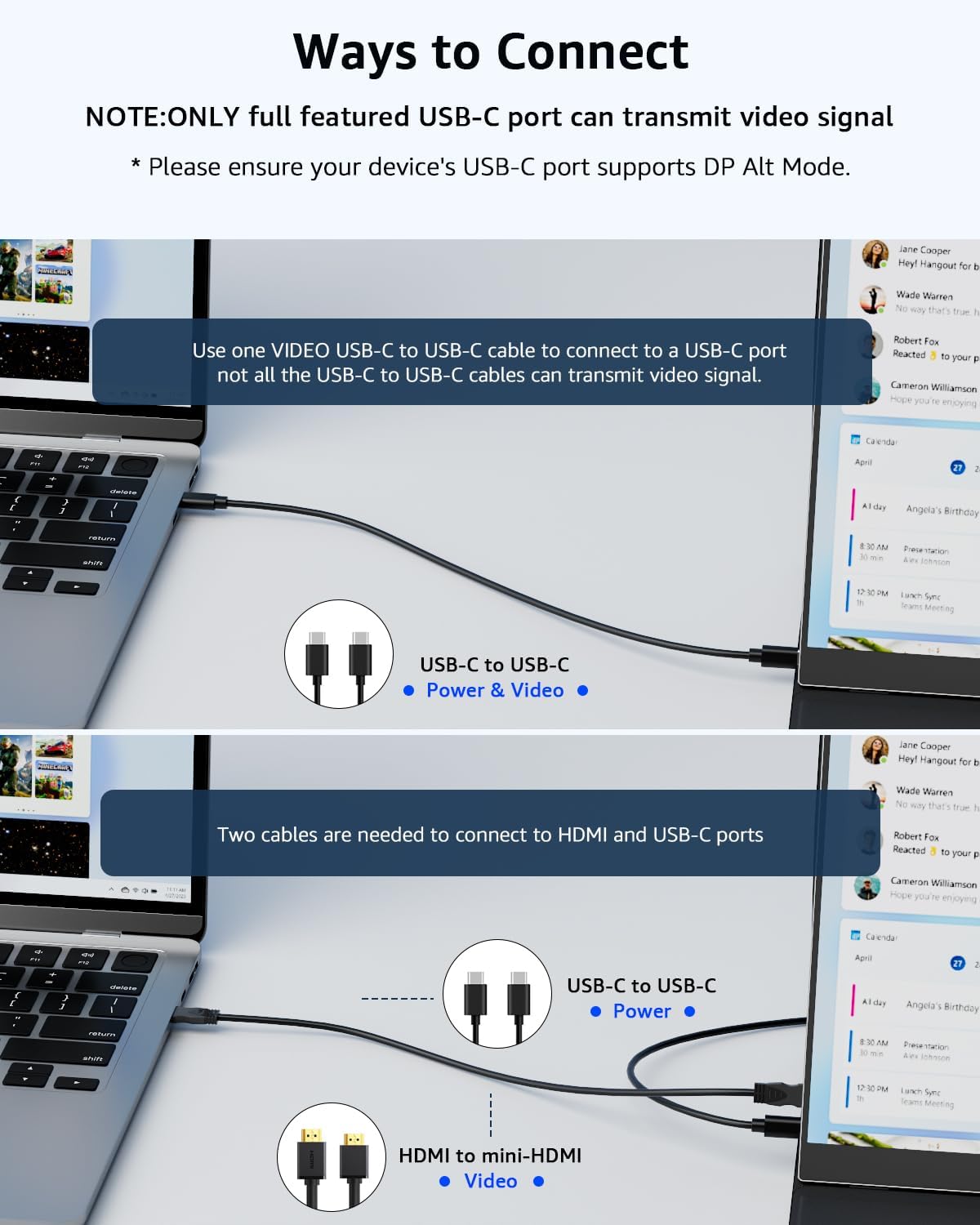 Yodoit Portable Monitor for Laptop, 15.6" 1920×1080 Travel Screen FHD IPS Display with USB Type C Port, Speakers and Smart Cover Compatible with PC, MacBook, Xbox (Black) - Image 5