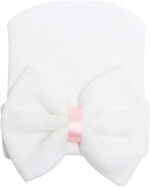 DRESHOW BQUBO 4 Pack Newborn Hospital Hat Infant Baby Hat Cap with Big Bow Soft Cute Knot Nursery Beanie - Image 3