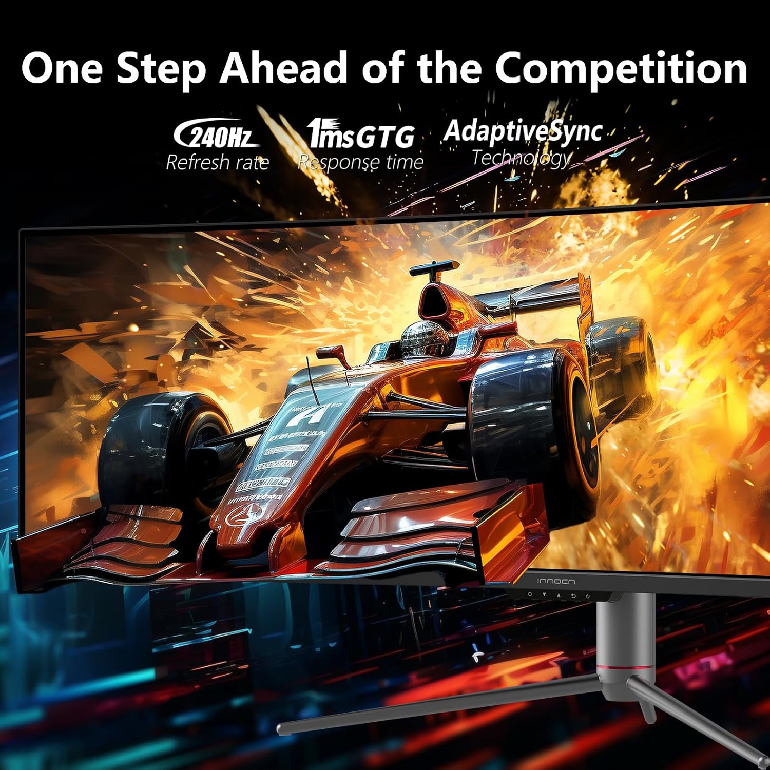 INNOCN 49" Ultrawide Monitor Curved Gaming 5K2K 5120 x 1440P 240Hz Monitor, R1800, 99% sRGB, HDR400, USB Type C, DisplayPort, HDMI, Built-in Speakers, Height/Tilt Adjustable - 49C1S - Image 7