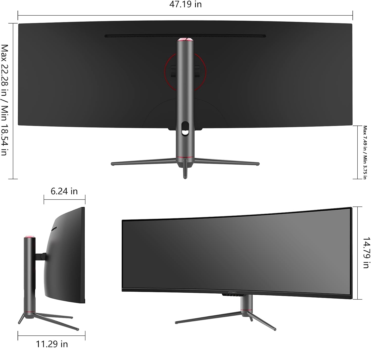 INNOCN 49" Ultrawide Monitor Curved Gaming 5K2K 5120 x 1440P 240Hz Monitor, R1800, 99% sRGB, HDR400, USB Type C, DisplayPort, HDMI, Built-in Speakers, Height/Tilt Adjustable - 49C1S - Image 8