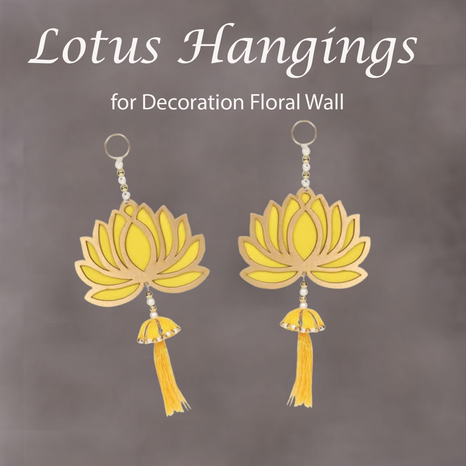 SAJTOX Lotus Hangings for Decoration Floral Wall Hangings for Temple Decor Pooja Room Decoration Items Back Dropper Showpiece for Home Decor (Pack of 6, 10 INCH Long Each) Yellow - Image 7