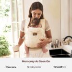 Momcozy Newborn Carrier WeeSnug - Lightweight and Cozy Comfort for 7-25 lbs, Ergonomic Cross-Back Support, Jacquard Weave, Hands-Free Baby Carrier with Lumbar Support, Geometry - Image 7