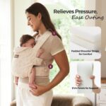 Momcozy Newborn Carrier WeeSnug - Lightweight and Cozy Comfort for 7-25 lbs, Ergonomic Cross-Back Support, Jacquard Weave, Hands-Free Baby Carrier with Lumbar Support, Geometry - Image 8