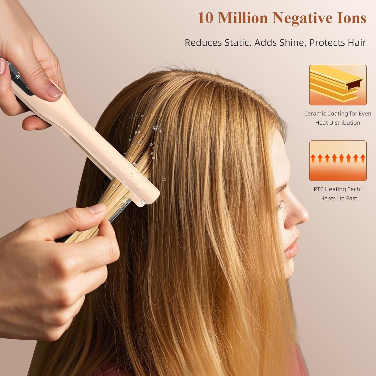 Flat Iron, 1/2 Inch Hair Straightener and Curler 2 in 1, Ceramic Ionic Floating Plates for Less Frizz, 10s Quick Heat Up, Hair straighteners for Women, Straightener for All Hair Types(Pink) - Image 4