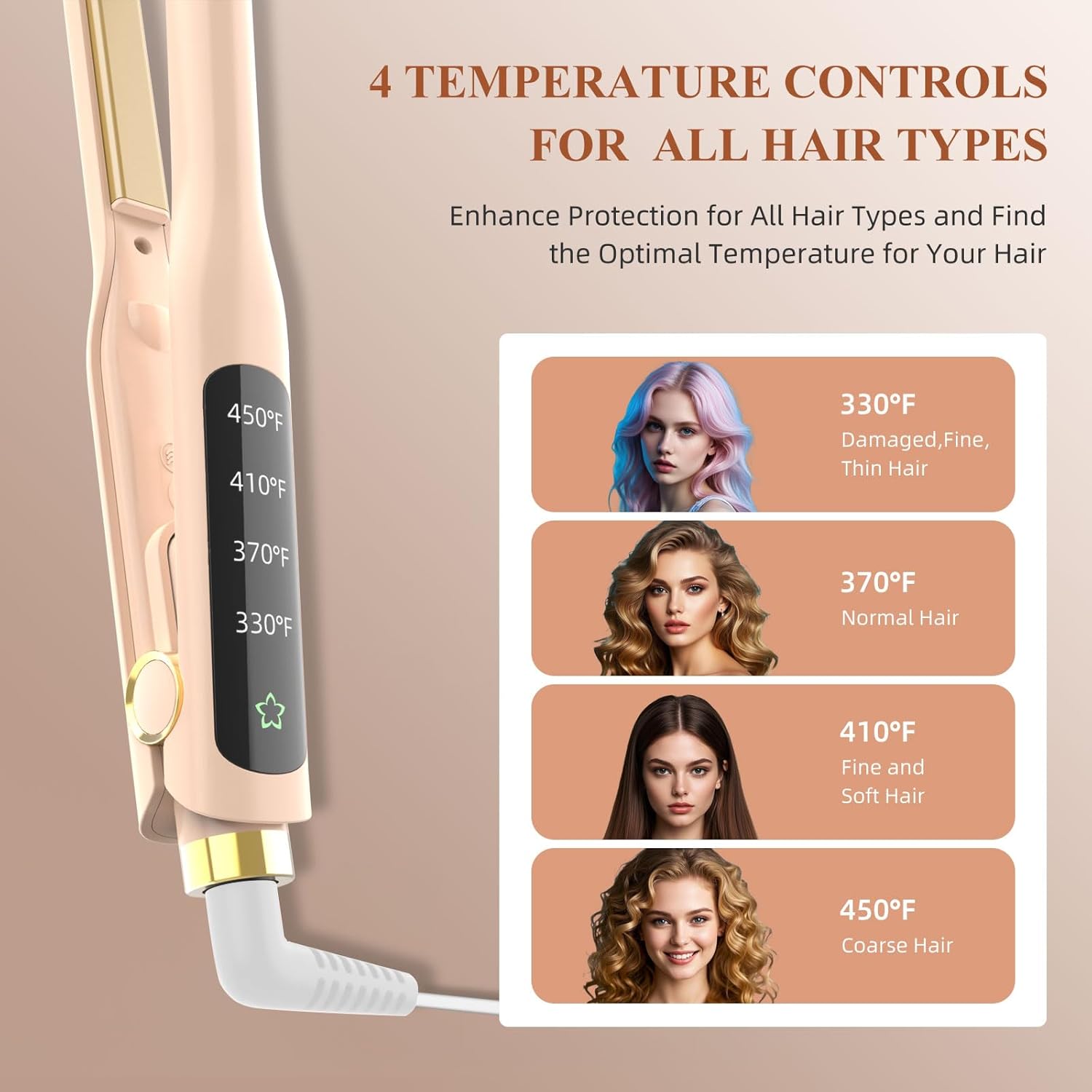 Flat Iron, 1/2 Inch Hair Straightener and Curler 2 in 1, Ceramic Ionic Floating Plates for Less Frizz, 10s Quick Heat Up, Hair straighteners for Women, Straightener for All Hair Types(Pink) - Image 5