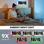 13" Digital Wall Clock with Night Light,8 RGB Color,Dual Alarms with Large Display, Dimmer, Auto DST, Voice Control, Auto Time Sync,Remote Control for Living Room Bedroom,Gift for All Ages - Image 5