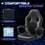 Office Gaming Chair High Back Leather Computer Chairs Ergonomic Height Adjustable Racing Game Desk Chair Executive Conference Task Chair (Black) - Image 6