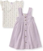 Burt's Bees Baby baby-girls Dress Set, Infant & Toddler, Short & Long-sleeve, 100% Organic Cotton - Image 2