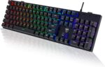RisoPhy Mechanical Gaming Keyboard, RGB 104 Keys Ultra-Slim LED Backlit USB Wired Keyboard with Blue Switch, Durable Abs Keycaps/Anti-Ghosting/Spill-Resistant Computer Keyboard for PC Mac Xbox Gamer - Image 2