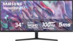 SAMSUNG 34" ViewFinity S50GC Series Ultra-WQHD Monitor, 100Hz, 5ms, HDR10, AMD FreeSync, Eye Care, Borderless Design, PIP, PBP, LS34C502GANXZA, 2023, Black - Image 2