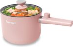 Topwit Hot Pot Electric, 1.5L Ramen Cooker, Portable Non-Stick Frying Pan, Electric Pot for Pasta, Steak, BPA Free, Electric Cooker with Dual Power Control, Over-Heating & Boil Dry Protection, Pink - Image 2