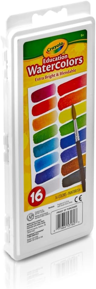 Crayola Watercolor Paint Set (16 Count), Washable Paint for Kids, 1 Paint Brush, Arts & Crafts Supplies, Assorted Colors, Ages 4+ - Image 4