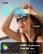 NBD 8K Digital Cameras for Photography,64MP Camara Fotograficas,Travel Vlogging Cameras for YouTube with 180°Flip Screen,16X Digital Zoom,52mm Macro Lens,2 Batteries,64GB TF Card(Black) - Image 3