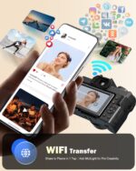 NBD 8K Digital Cameras for Photography,64MP Camara Fotograficas,Travel Vlogging Cameras for YouTube with 180°Flip Screen,16X Digital Zoom,52mm Macro Lens,2 Batteries,64GB TF Card(Black) - Image 8