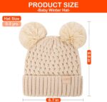 Toddler Winter Beanie Hat, Infant Winter Warm Knit Fleece Lined Cap for Girls Boys with Pom Pom for 0-36 Months 2 Packs - Image 3