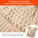 Toddler Winter Beanie Hat, Infant Winter Warm Knit Fleece Lined Cap for Girls Boys with Pom Pom for 0-36 Months 2 Packs - Image 5