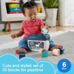 Fisher-Price Stacking Toy Baby’s First Blocks Set of 10 Shapes for Sorting Play for Infants Ages 6+ Months, Navy Fawn (Amazon Exclusive) - Image 3