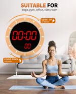 12" Large Digital Wall Mount Clock, Count Down Timer, Alarm, Big LED, 12 RGB Color, Temperature for Living Room Classroom Desk, Xmas, Birthday Gift for Senior Mom Dad (Round) - Image 7