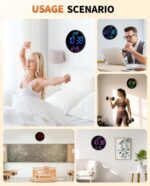 12" Large Digital Wall Mount Clock, Count Down Timer, Alarm, Big LED, 12 RGB Color, Temperature for Living Room Classroom Desk, Xmas, Birthday Gift for Senior Mom Dad (Round) - Image 10