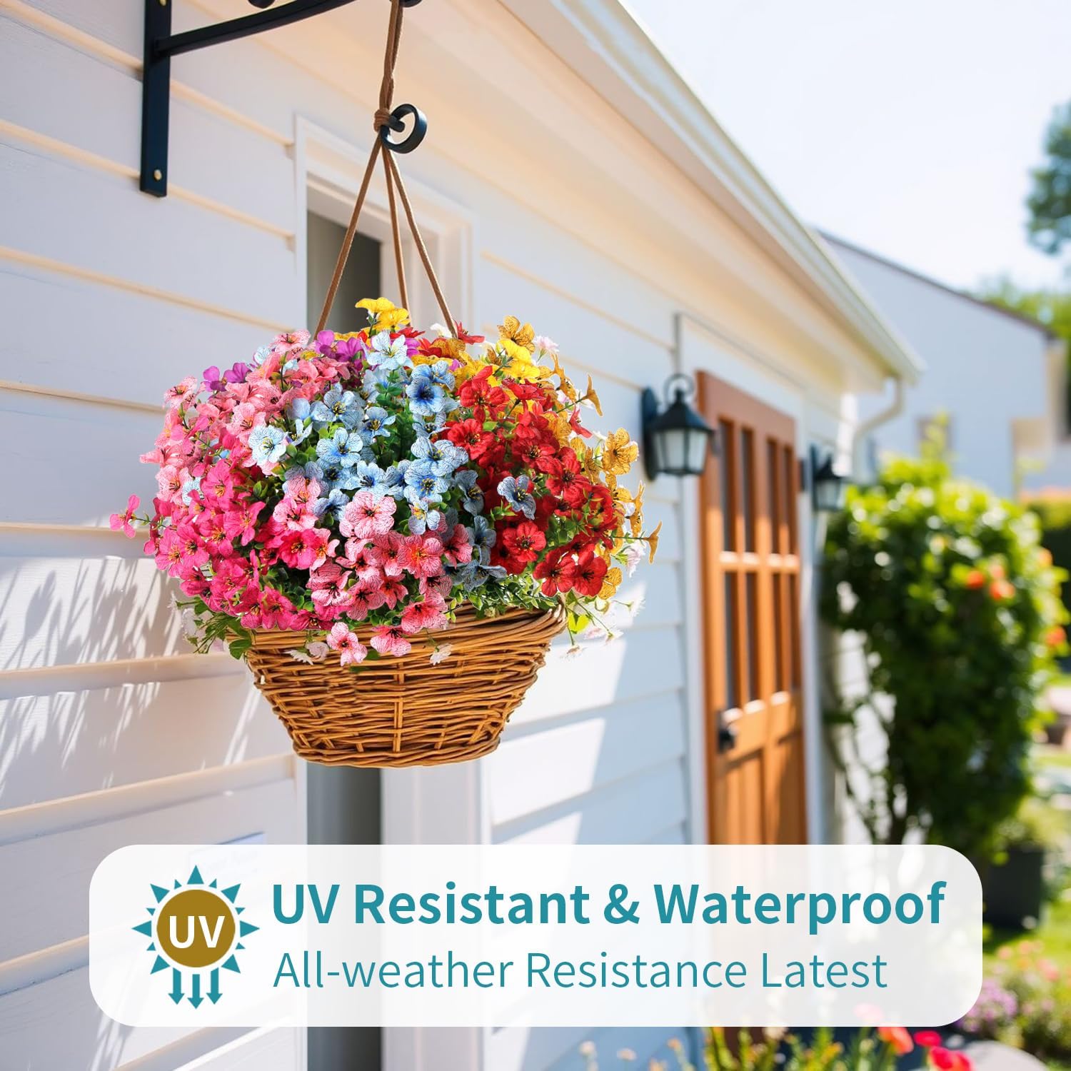 24 Bundles Realistic Artificial Flowers for Outdoors, Fake Flowers UV Resistant, Faux Plants Greenery Beautify Outdoor Hanging Planters Porch Patio Yard Garden Wedding Farmhouse Home Decor - Image 3