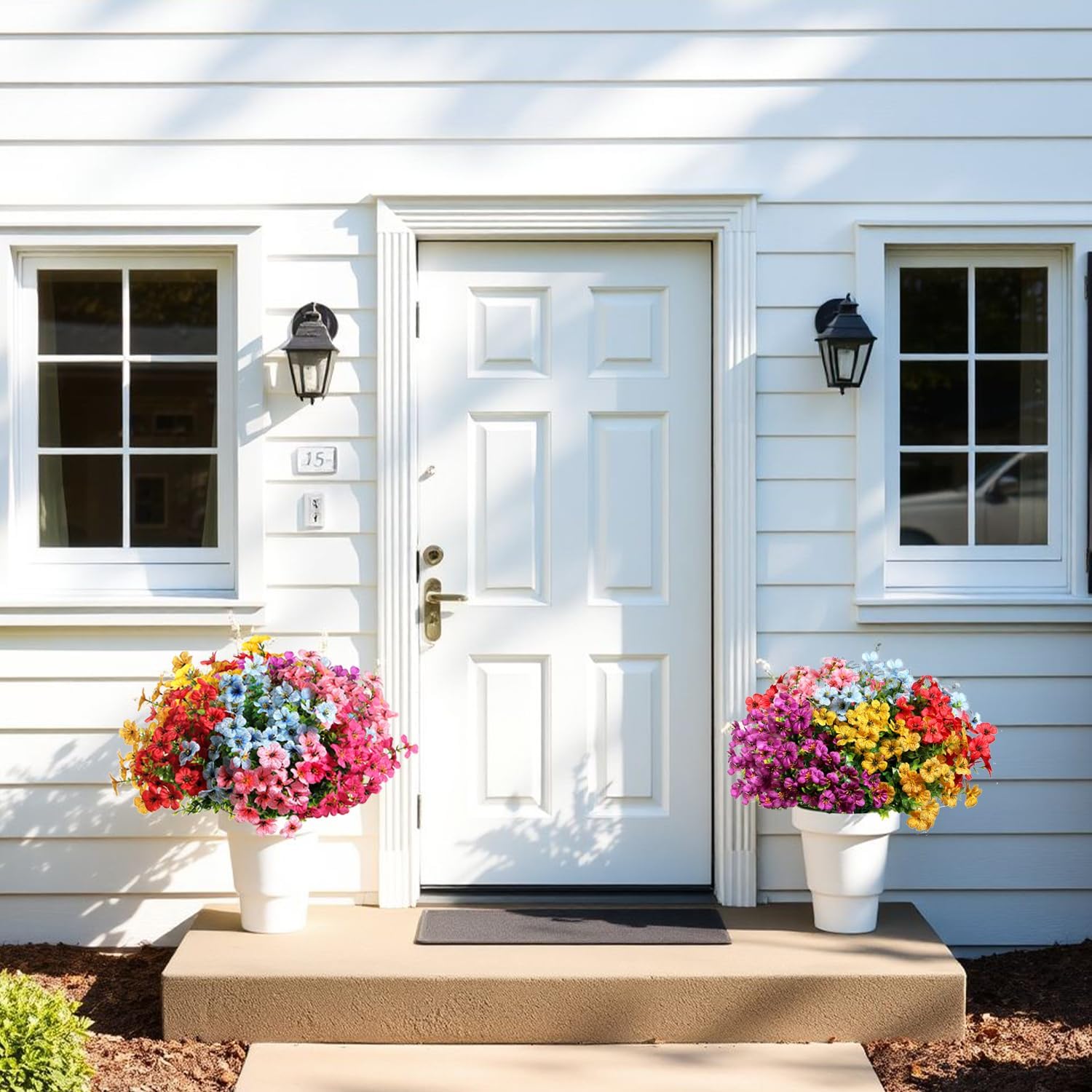 24 Bundles Realistic Artificial Flowers for Outdoors, Fake Flowers UV Resistant, Faux Plants Greenery Beautify Outdoor Hanging Planters Porch Patio Yard Garden Wedding Farmhouse Home Decor - Image 5