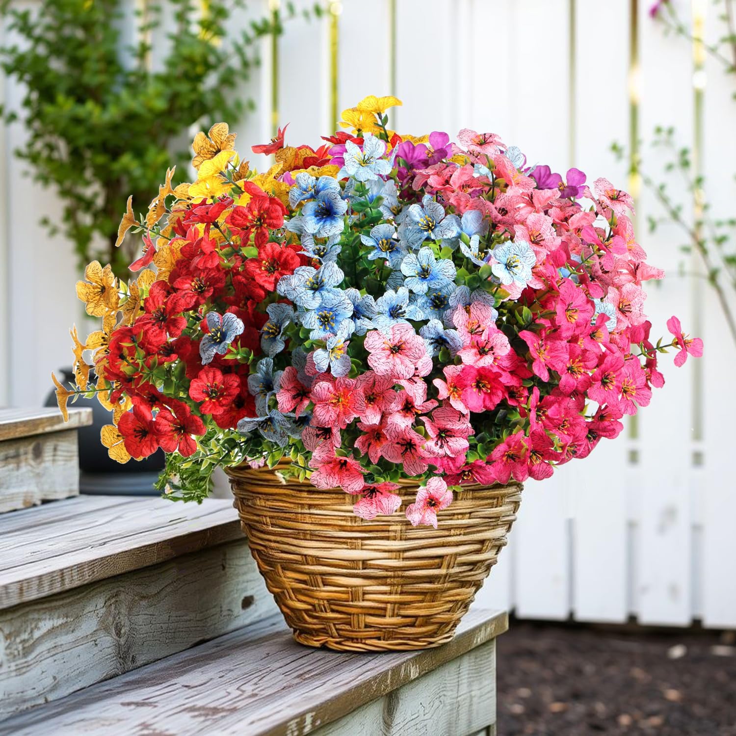 24 Bundles Realistic Artificial Flowers for Outdoors, Fake Flowers UV Resistant, Faux Plants Greenery Beautify Outdoor Hanging Planters Porch Patio Yard Garden Wedding Farmhouse Home Decor - Image 7