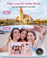 Digital Camera, 4K 64MP Cameras for Photography, Small Compact Point and Shoot Digital Camera with Auto Focus, Dual Camera, Flash, 16X Zoom, 32GB Card, Vlogging Camera for Teens,Boys, Girls - Image 4