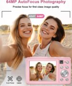 Digital Camera, 4K 64MP Cameras for Photography, Small Compact Point and Shoot Digital Camera with Auto Focus, Dual Camera, Flash, 16X Zoom, 32GB Card, Vlogging Camera for Teens,Boys, Girls - Image 5