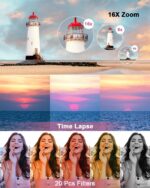 Digital Camera, 4K 64MP Cameras for Photography, Small Compact Point and Shoot Digital Camera with Auto Focus, Dual Camera, Flash, 16X Zoom, 32GB Card, Vlogging Camera for Teens,Boys, Girls - Image 9