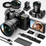 NBD 8K Digital Cameras for Photography,64MP Camara Fotograficas,Travel Vlogging Cameras for YouTube with 180°Flip Screen,16X Digital Zoom,52mm Macro Lens,2 Batteries,64GB TF Card(Black) - Image 2