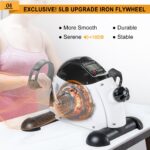 Under Desk Bike Pedal Exerciser, Portable Mini Exercise Bike with LCD Display for Home/Office, Desk Cycle for Leg/Arm with Handle, Leg Exerciser While Sitting for Seniors (White) - Image 6