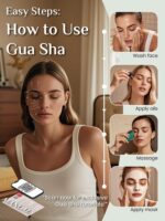 Rena Chris Gua Sha Facial Tools: Jade Stone Guasha Tool for Face Acupuncture Therapy, Facial Massager for Jawline Sculpting and Puffiness Reducing (Green) - Image 5