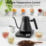 COZII Gooseneck Electric Kettle with ±1°F Temperature Control, 1200W Quick Heating for Pour Over Coffee & Tea, 0.9L Water Boiler with 24H Keep Warm & Auto Shut Off, Stainless Steel Interior, Black - Image 3