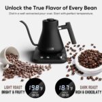 COZII Gooseneck Electric Kettle with ±1°F Temperature Control, 1200W Quick Heating for Pour Over Coffee & Tea, 0.9L Water Boiler with 24H Keep Warm & Auto Shut Off, Stainless Steel Interior, Black - Image 4