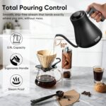 COZII Gooseneck Electric Kettle with ±1°F Temperature Control, 1200W Quick Heating for Pour Over Coffee & Tea, 0.9L Water Boiler with 24H Keep Warm & Auto Shut Off, Stainless Steel Interior, Black - Image 5