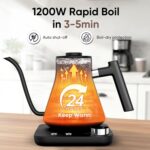 COZII Gooseneck Electric Kettle with ±1°F Temperature Control, 1200W Quick Heating for Pour Over Coffee & Tea, 0.9L Water Boiler with 24H Keep Warm & Auto Shut Off, Stainless Steel Interior, Black - Image 6