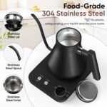 COZII Gooseneck Electric Kettle with ±1°F Temperature Control, 1200W Quick Heating for Pour Over Coffee & Tea, 0.9L Water Boiler with 24H Keep Warm & Auto Shut Off, Stainless Steel Interior, Black - Image 8