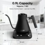 COZII Gooseneck Electric Kettle with ±1°F Temperature Control, 1200W Quick Heating for Pour Over Coffee & Tea, 0.9L Water Boiler with 24H Keep Warm & Auto Shut Off, Stainless Steel Interior, Black - Image 9