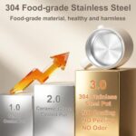 Dezin Electric Pot, 1.6L Ramen Cooker, Hot Pot Electric Stainless Steel, Multifunctional Cooker for Egg, Pasta, Soup, Porridge, Oatmeal with Temperature Control and Keep Warm Function - Image 3