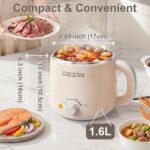 Dezin Electric Pot, 1.6L Ramen Cooker, Hot Pot Electric Stainless Steel, Multifunctional Cooker for Egg, Pasta, Soup, Porridge, Oatmeal with Temperature Control and Keep Warm Function - Image 4