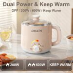 Dezin Electric Pot, 1.6L Ramen Cooker, Hot Pot Electric Stainless Steel, Multifunctional Cooker for Egg, Pasta, Soup, Porridge, Oatmeal with Temperature Control and Keep Warm Function - Image 5