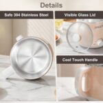 Dezin Electric Pot, 1.6L Ramen Cooker, Hot Pot Electric Stainless Steel, Multifunctional Cooker for Egg, Pasta, Soup, Porridge, Oatmeal with Temperature Control and Keep Warm Function - Image 9