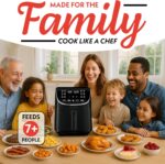 Gourmia Air Fryer - 7 Qt Large Capacity, FryForce 360º, Digital Display with 12 Presets, Roast, Bake, Broil, Dehydrate, Dishwasher Safe Accessories, Black - Image 9